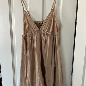 wild fable Beige Tiered Spaghetti-Strap Midi Dress